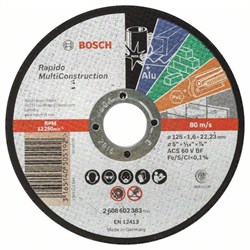 Отрезной круг, прямой, Bosch Rapido Multi Construction ACS 46 V BF, 125 mm, 1,6 mm [2608602383]