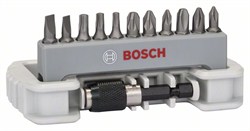Набор бит для шуруповерта 11 шт., вкл. держатель для бит Bosch PH1; PH2; PH3; PZ1; PZ2; PZ3; T15; T20; T25; S0,6x4,5; S0,8x5,5; 25 mm [2608522130]