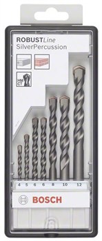 Bosch Набор из 7 свёрл по бетону Robust Line Silver Percussion 4; 5; 6; 6; 8; 10; 12 mm 2607010545