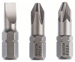 Набор из 3 насадок-бит Bosch Extra Hart (смешанный) S 1,0x5,5; PH2; PZ2; 25 mm [2607001766]